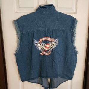 Denim Vest with Embroidered Patch